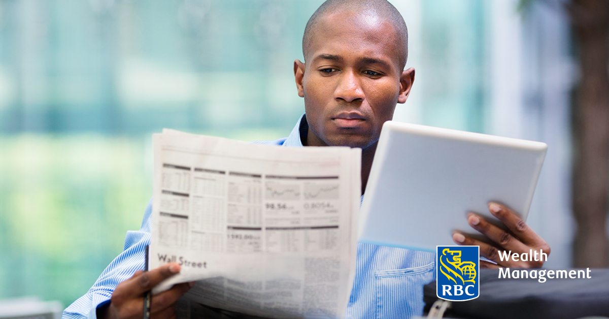 Man reviewing market information