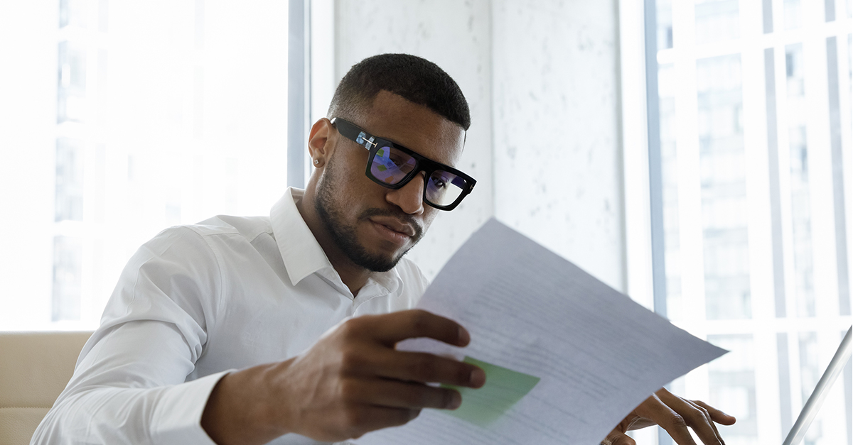 Business man looking at documents